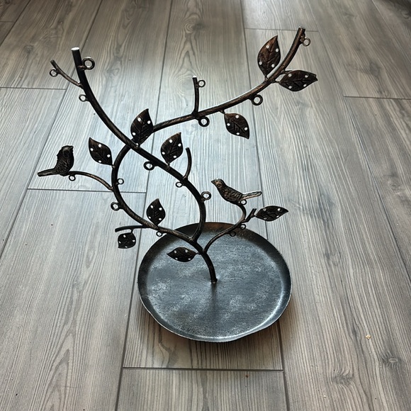 Metal Jewelry Display BRANCHES BIRDS Organizer Holder Stand Silver/ Gray Tray 15 - Picture 6 of 8